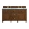 James Martin Vanities 60'' Double Vanity, Mid-Century Walnut w/ 3 CM Eternal Jasmine Pearl Quartz Top 424-V60D-WLT-3EJP - alternate 1